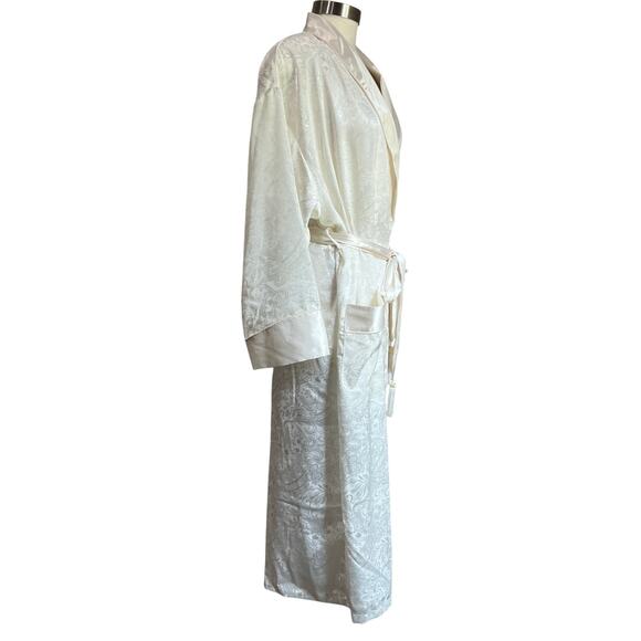Victoria Secret Vintage Gold Label Ivory Deadstock Satin Long Belted Robe Sz M/L - Picture 3 of 11